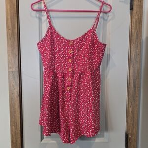 SHEIN Pink Floral Button-Up Romper